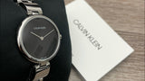 Calvin Klein Wavy Black Dial Silver Steel Strap Watch for Women - K9U23141 Buy Now By Calvin Klein