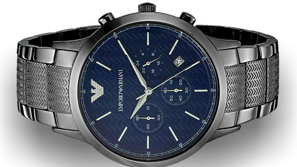 Emporio Armani Renato Chronograph Quartz Blue Dial Grey Steel Strap Watch For Men - AR2505 Buy Now By Emporio Armani