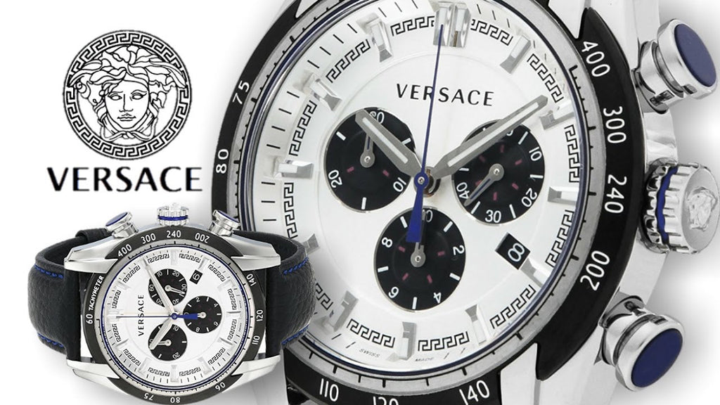 Versace V-Ray Quartz Silver Dial Black Leather Strap Watch for Men - VDB010014 Buy Now By Versace