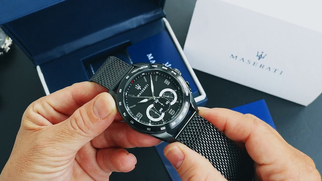 Maserati Traguardo Chronograph Black Dial Black Mesh Bracelet Watch For Men - R8873612031 Buy Now By Maserati