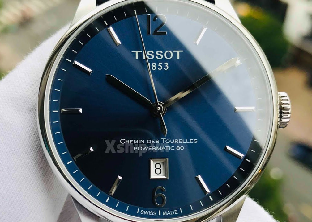 Tissot Chemin Des Tourelles Powermatic 80 Blue Dial Blue Leather Strap Watch for Men - T099.407.16.047.00 Buy Now By Tissot