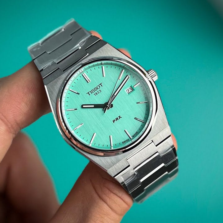 Tissot PRX Quartz Light Green Dial Silver Steel Strap Watch for Men - T137.410.11.091.01 Buy Now By Tissot