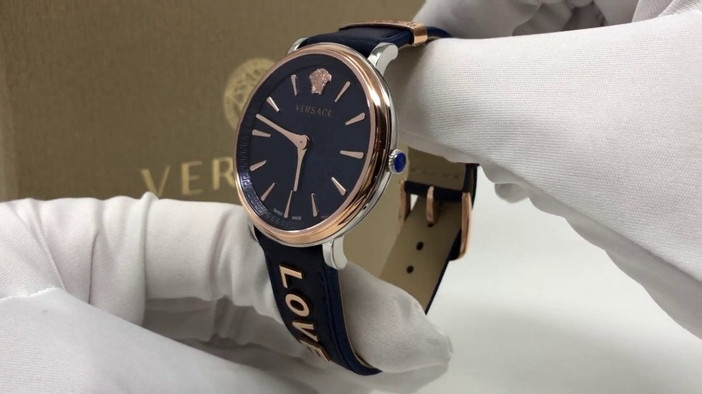 Versace V-Circle Quartz Black Dial Brown Leather Strap Watch for Men - VEBQ01619 Buy Now By Versace