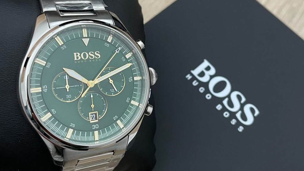 Hugo Boss Pioneer Green Dial Silver Steel Strap Watch for Men - 1513868 Buy Now By Hugo Boss