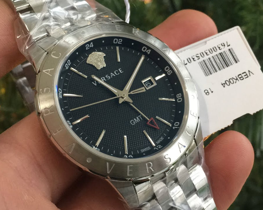 Versace Univers Analog Black Dial Silver Steel Strap Watch for Men - VEBK00418 Buy Now By Versace