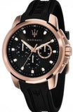 Maserati SFIDA Chronograph Black Dial Black Rubber Strap Watch For Men - R851123008 Buy Now By Maserati