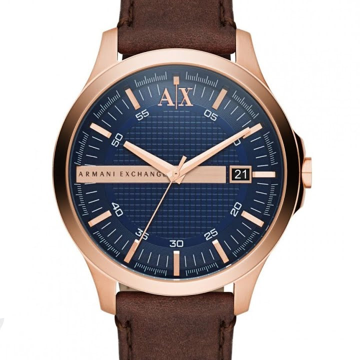 Armani Exchange Hampton Chronograph Blue Dial Brown Leather Strap Watch For Men - AX2172 Buy Now By Armani Exchange
