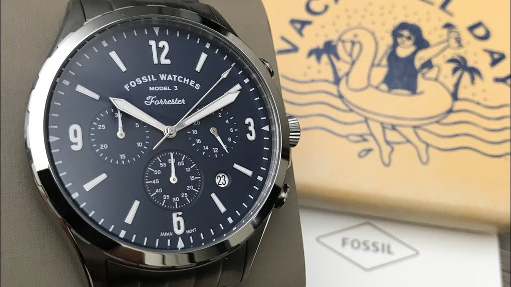 Fossil Forrester Chronograph Black Dial Grey Steel Strap Watch for Men - FS5606 Buy Now By Fossil