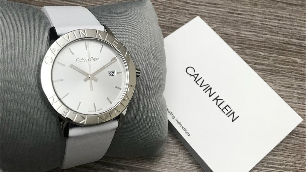 Calvin Klein Steady Silver Dial White Leather Strap Watch for Women - K7Q211L6 Buy Now By Calvin Klein