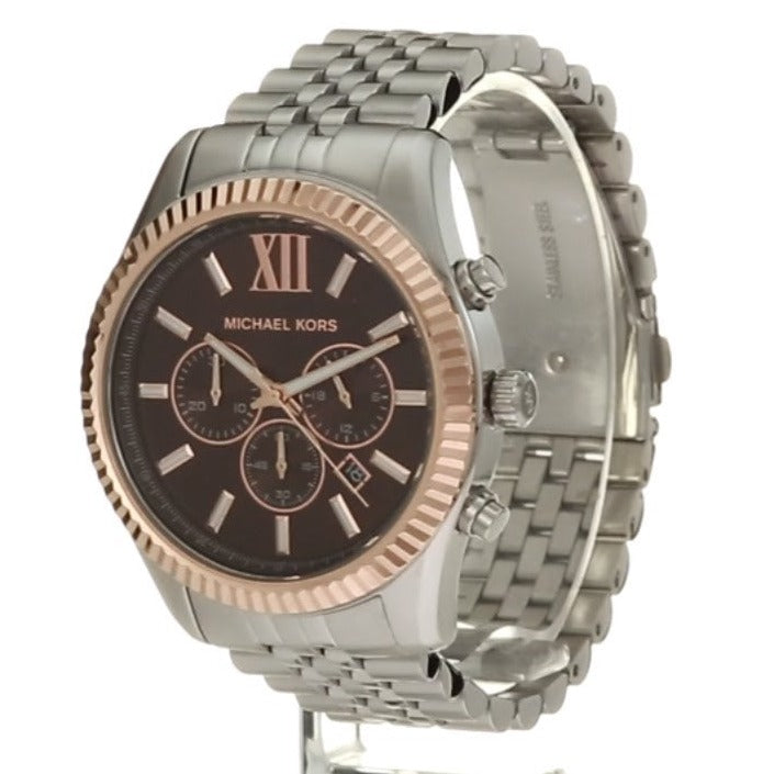 Michael Kors Lexington Chronograph Brown Dial Silver Steel Strap Watch For Men - MK8732 Buy Now By Michael Kors