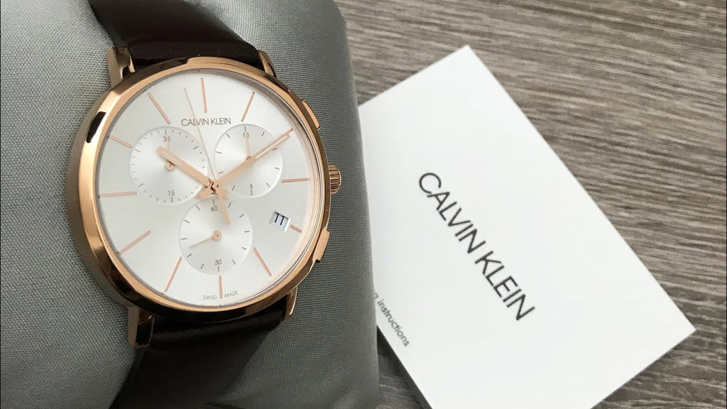 Calvin Klein Posh Chronograph White Dial Brown Leather Strap Watch for Men - K8Q376G6 Buy Now By Calvin Klein