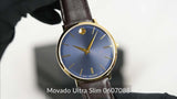 Movado Ultra Slim Blue Dial Brown Leather Strap Watch For Men - 0607088 Buy Now By Movado