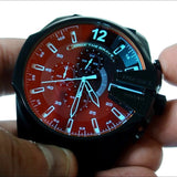 Diesel Mega Chief Chronograph Black Dial Black Leather Strap Watch For Men - DZ4323 Buy Now By Diesel