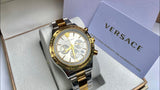 Versace Classic Chronograph Quartz Silver Dial Two Tone Steel Strap Watch For Men - VEV700519 Buy Now By Versace