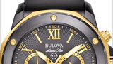 Bulova Marine Star Chronograph Black Dial Black Rubber Strap Watch for Men - 98B278 Buy Now By Bulova