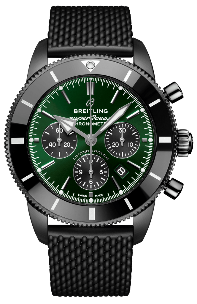 Breitling Superocean Heritage B01 Chronograph 44 Green Dial Black Mesh Bracelet Watch for Men - MB01621A1L1S1 Buy Now By Breitling