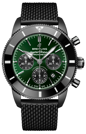 Breitling Superocean Heritage B01 Chronograph 44 Green Dial Black Mesh Bracelet Watch for Men - MB01621A1L1S1 Buy Now By Breitling
