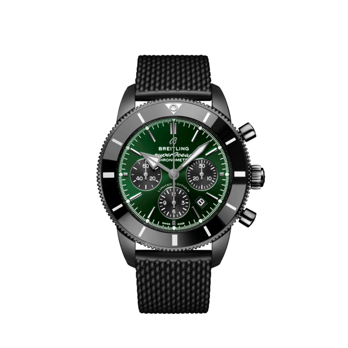 Breitling Superocean Heritage B01 Chronograph 44 Green Dial Black Mesh Bracelet Watch for Men - MB01621A1L1S1 Buy Now By Breitling