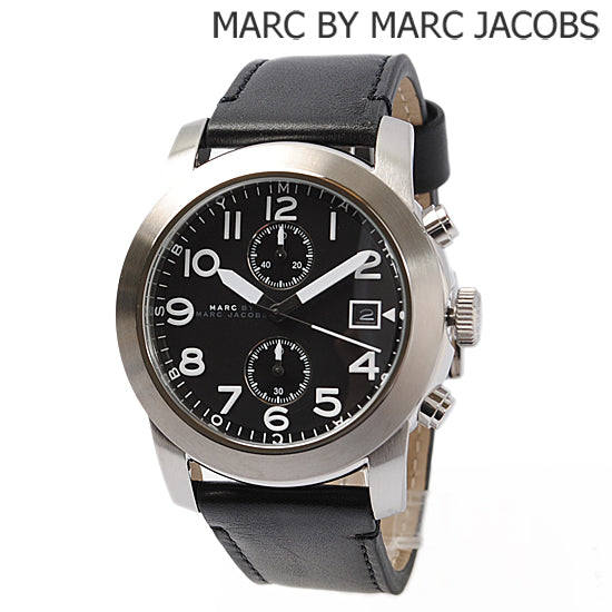 Marc Jacobs Larry Chronograph Black Dial Black Leather Strap Watch for Men - MBM5033 Buy Now By Marc Jacobs