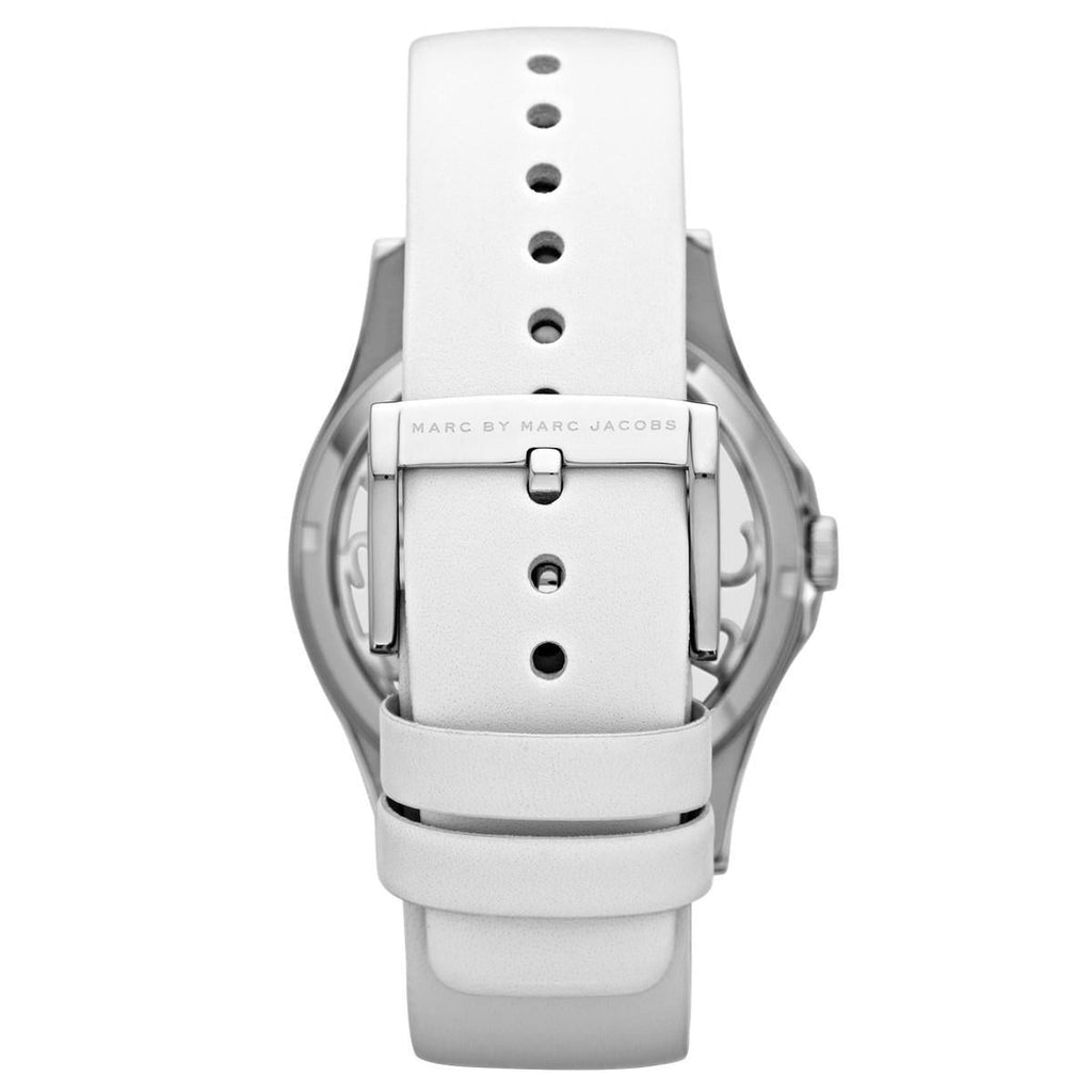 Marc Jacobs Henry Skeleton White Dial White Leather Strap Watch for Women - MBM1241 Buy Now By Marc Jacobs