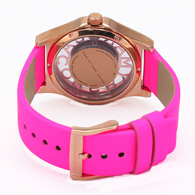 Marc Jacobs Henry Skeleton Pink Dial Pink Leather Strap Watch for Women - MBM1243 Buy Now By Marc Jacobs