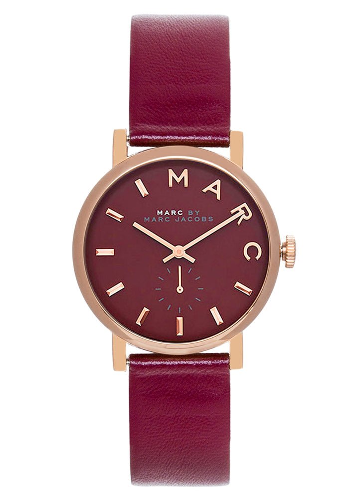 Marc Jacobs Baker Maroon Dial Maroon Leather Strap Watch for Women - MBM1267 Buy Now By Marc Jacobs