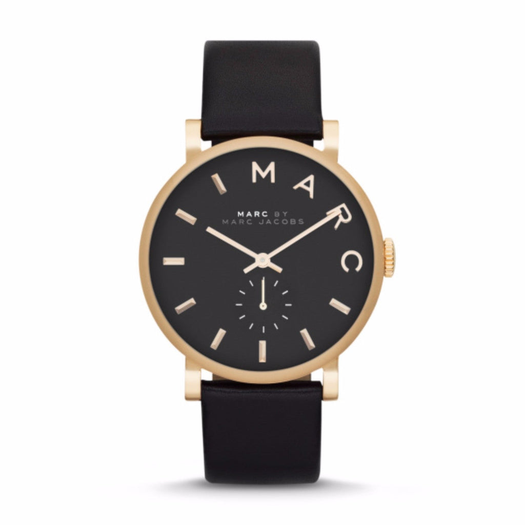 Marc Jacobs Baker Black Dial Black Leather Strap Watch for Women - MBM1269 Buy Now By Marc Jacobs