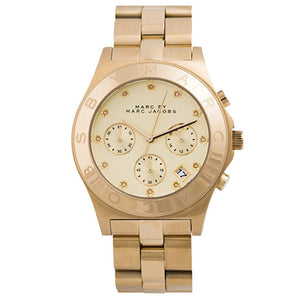Marc Jacobs Blade Chronograph Gold Dial Gold Steel Strap Watch for Women - MBM3101 Buy Now By Marc Jacobs