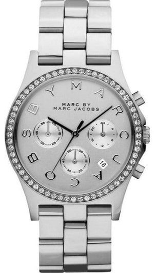 Marc Jacobs Henry Chronograph Silver Dial Silver Steel Strap Watch for Women - MBM3104 Buy Now By Marc Jacobs