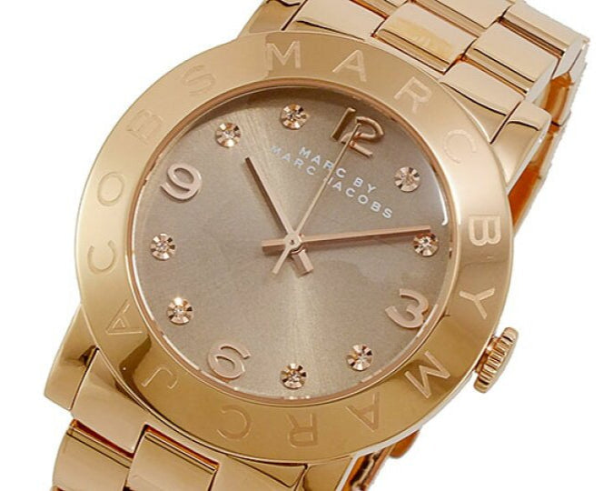 Marc Jacobs Amy Glitz Brown Dial Rose Gold Steel Strap Watch for Women - MBM3221 Buy Now By Marc Jacobs