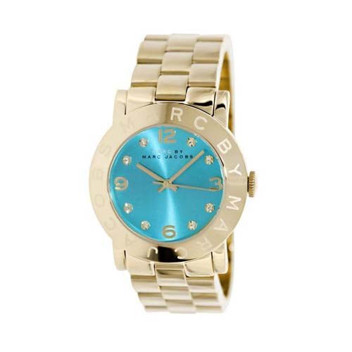 Marc Jacobs Amy Dinky Blue Dial Gold Steel Strap Watch for Women - MBM3229 Buy Now By Marc Jacobs