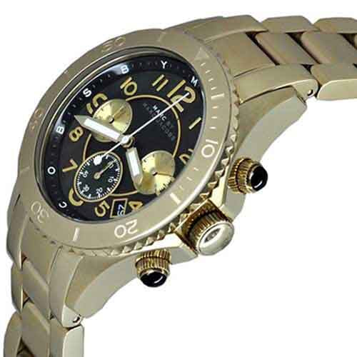 Marc Jacobs Rock Chronograph Black Dial Gold Steel Strap Watch for Women - MBM3253 Buy Now By Marc Jacobs