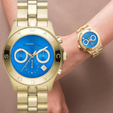 Marc Jacobs Blade Chronograph Blue Dial Gold Steel Strap Watch for Women - MBM3307 Buy Now By Marc Jacobs