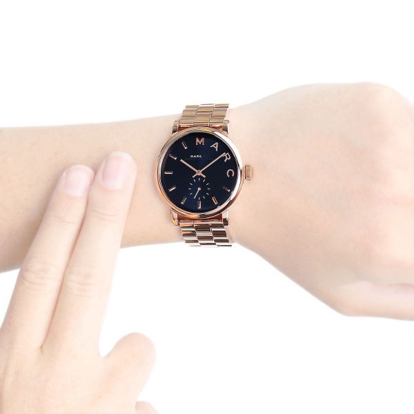 Marc Jacobs Baker Blue Dial Rose Gold Steel Strap Watch for Women - MBM3330 Buy Now By Marc Jacobs