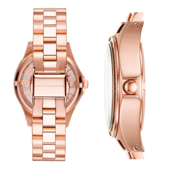 Marc Jacobs Henry Transparent Rose Gold Dial Rose Gold Steel Strap Watch for Women - MBM3339 Buy Now By Marc Jacobs
