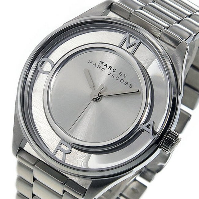 Marc Jacobs Tether Transparent Silver Dial Silver Steel Strap Watch for Women - MBM3412 Buy Now By Marc Jacobs