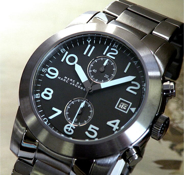 Marc Jacobs Larry Chronograph Black Dial Gunmetal Grey Steel Strap Watch for Men - MBM5031 Buy Now By Marc Jacobs