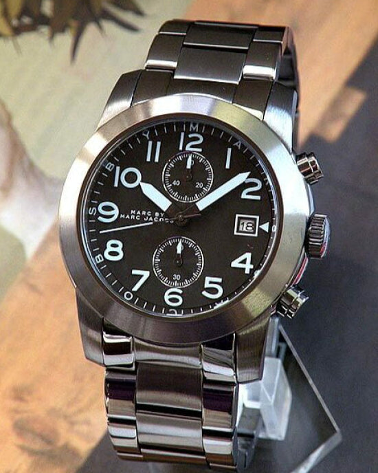 Marc Jacobs Larry Chronograph Black Dial Gunmetal Grey Steel Strap Watch for Men - MBM5031 Buy Now By Marc Jacobs