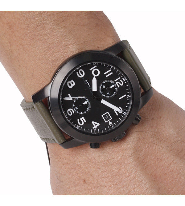 Marc Jacobs Larry Chronograph Black Dial Grey Leather Strap Watch for Men - MBM5034 Buy Now By Marc Jacobs