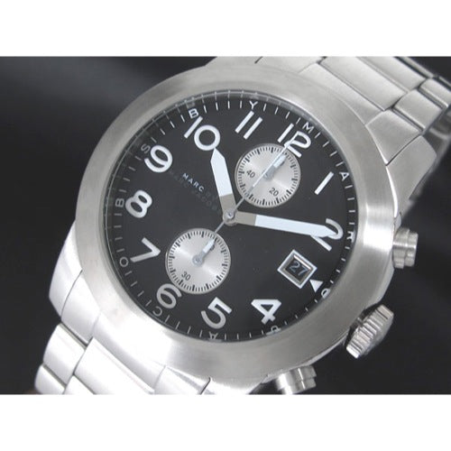 Marc Jacobs Larry Chronograph Black Dial Silver Steel Strap Watch for Men - MBM5050 Buy Now By Marc Jacobs