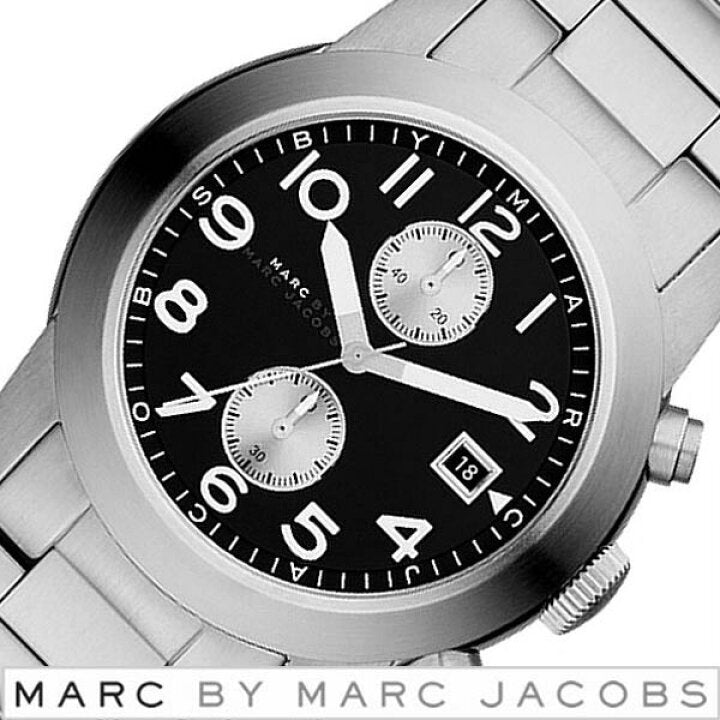 Marc Jacobs Larry Chronograph Black Dial Silver Steel Strap Watch for Men - MBM5050 Buy Now By Marc Jacobs