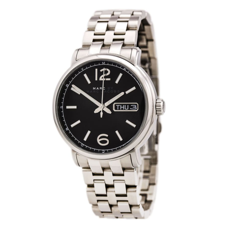 Marc Jacobs Fergus Black Dial Silver Steel Strap Watch for Men - MBM5075 Buy Now By Marc Jacobs