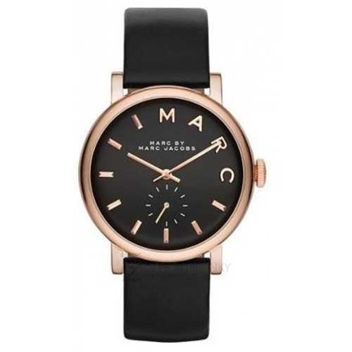 Marc Jacobs Baker Black Dial Black Leather Strap Watch for Women - MBM8633 Buy Now By Marc Jacobs