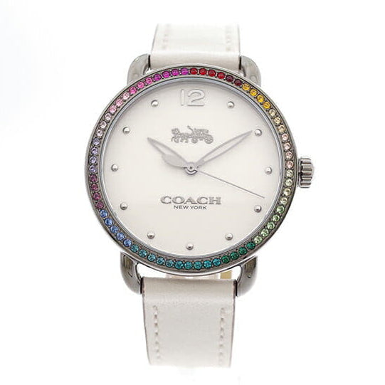 Coach Delancey Crystals White Dial White Leather Strap Watch For Women - 14502888 Buy Now By Coach