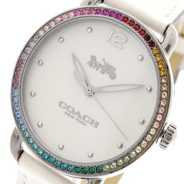 Coach Delancey Crystals White Dial White Leather Strap Watch For Women - 14502888 Buy Now By Coach