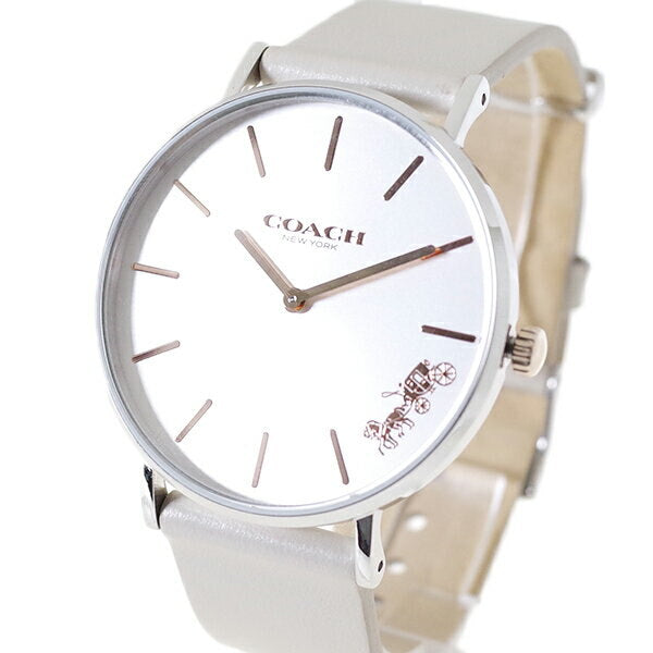 Coach Perry Silver DIal White Leather Strap Watch for Women - 14503116 Buy Now By Coach