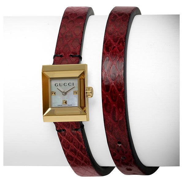 Gucci G Frame White Dial Red Leather Strap Watch For Women - YA128524 Buy Now By Gucci