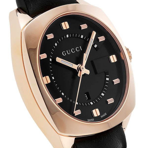 Gucci GG2570 Quartz Black Dial Black Leather Strap Watch For Men - YA142309 Buy Now By Gucci