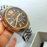 Michael Kors Lexington Chronograph Brown Dial Silver Steel Strap Watch For Men - MK8732 Buy Now By Michael Kors
