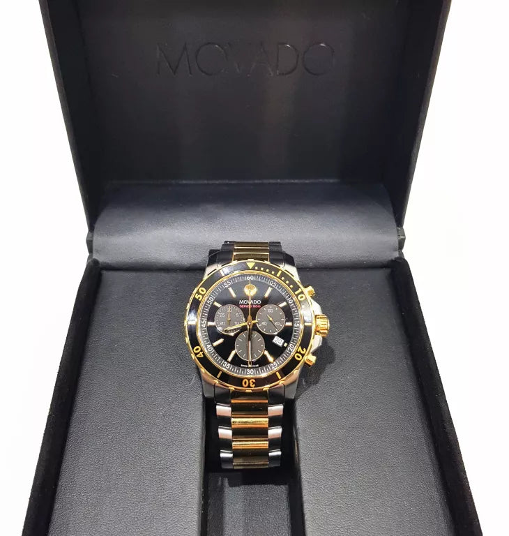 Movado Series 800 Chronograph Black Dial Two Tone Steel Strap Watch For Men - 2600146 Buy Now By Movado